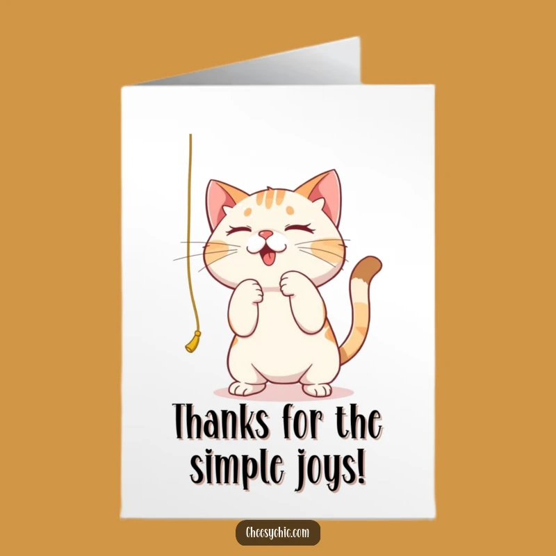 Free Printable Thank You Card: Focused Cat String Play, Downloadable Gift