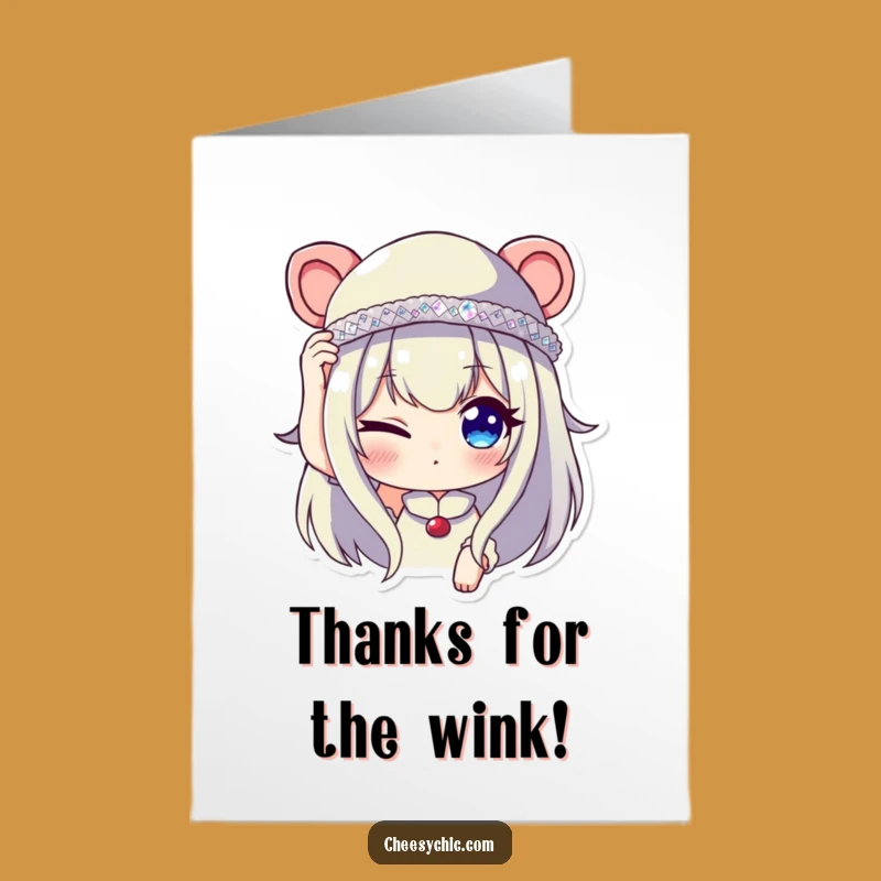 Free Printable Thank You Card: Winking Gratitude, Sequined Hat Character, Funny