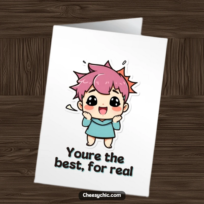 Funny Free Printable Thank You Card featuring a stylized character making a comical, unforgettable face, conveying thanks with a laugh.