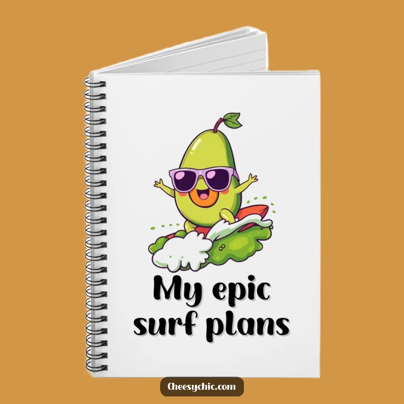 Funny Surfing Avocado Notebook - Cool Guac Journal, Perfect Funny Gift for Notes