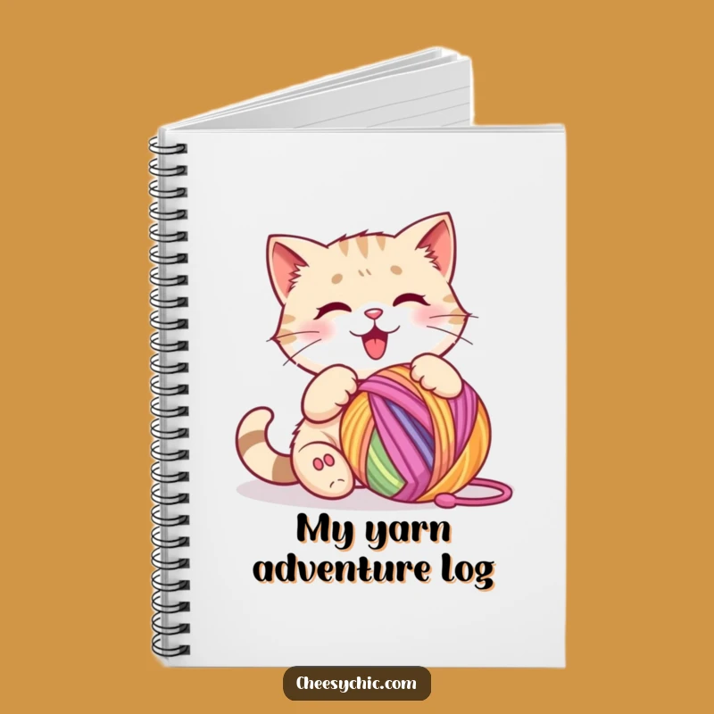 Funny Cat Yarn Ball Notebook - Journal Your Thoughts with Feline Playfulness