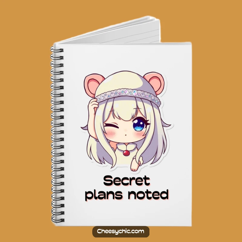 Funny Winking Character Notebook - Sequined Hat Journal for Chic Notes