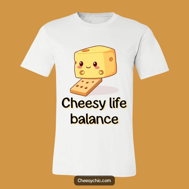 Funny Wobbly Cheese T-Shirt - Cracker Balance Tee, Perfect Funny Gift for Snack Lovers
