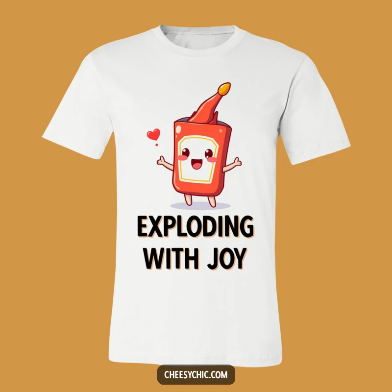 Funny Ketchup Burst T-Shirt: Happy Packet Popping Design, Ideal Funny Gift for Foodies
