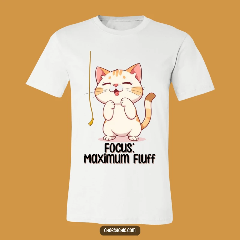 Funny Focused Cat T-Shirt - Playful String Batting Tee for Cat Lovers
