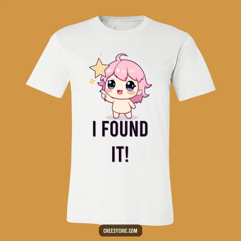 Funny Star Cheerer T-Shirt: Humorous Character Points to Sparkly Goals