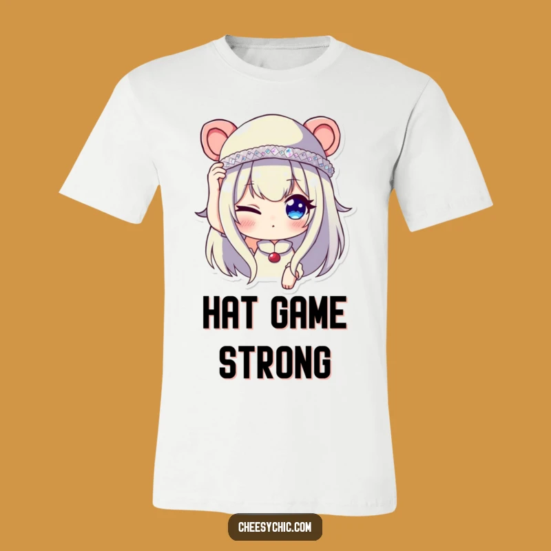 Funny Winking Character T-Shirt - Sequined Hat Style for Fun Fashion