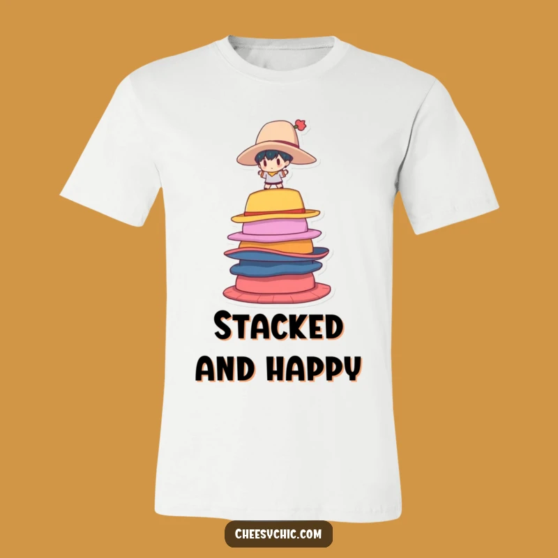 Funny Jester Tee: Precarious Hat Stack Character - Hilarious Gift