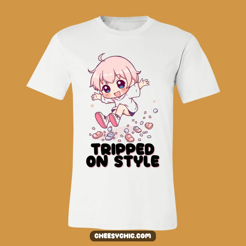 Funny Tripping Shoes Character Tee - Comedic Apparel Gift