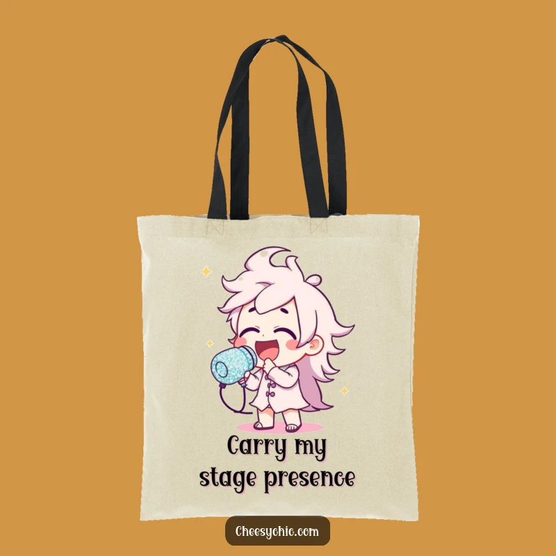 Funny Glitter Microphone Singer Tote Bag - Carry Your Tunes in Style, Hilarious Gift