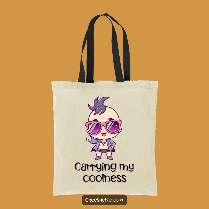 Funny Accessory Tote: Sparkly Sunglasses Character, Confident Vibe - Ideal Funny Gift