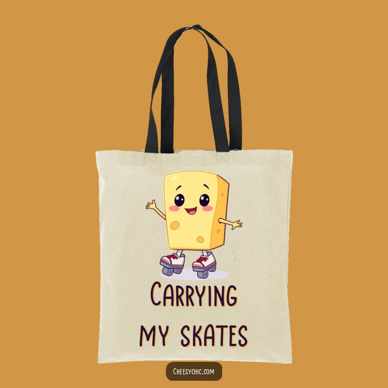 Funny Cheese Skater Tote Bag: Carry Your Groceries and Giggles