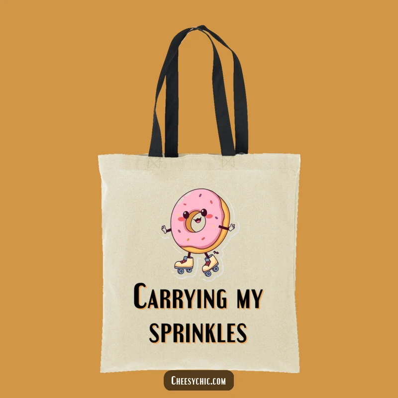 Funny Donut Roller Skates Tote Bag - Wobbly Charm Carryall