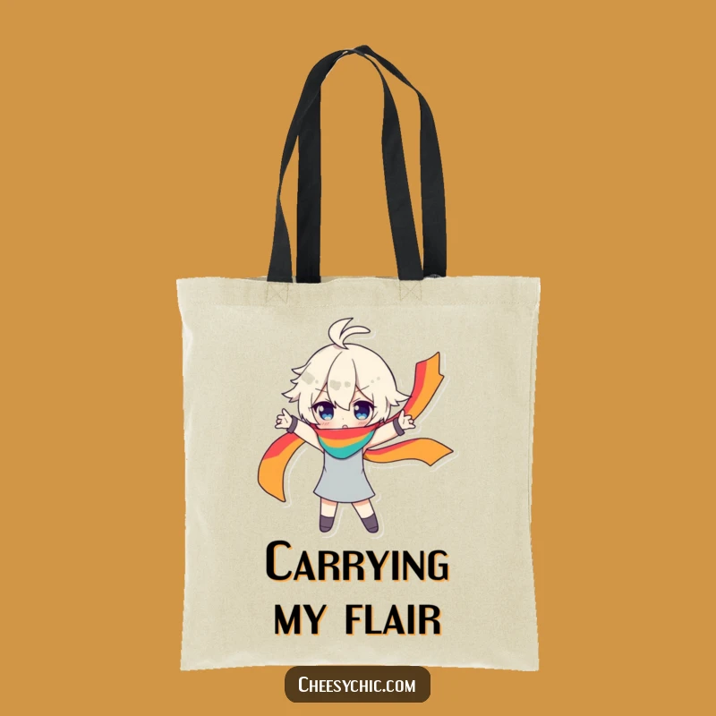 Funny Dramatic Character Tote Bag - Rainbow Scarf Style for Chic Outings