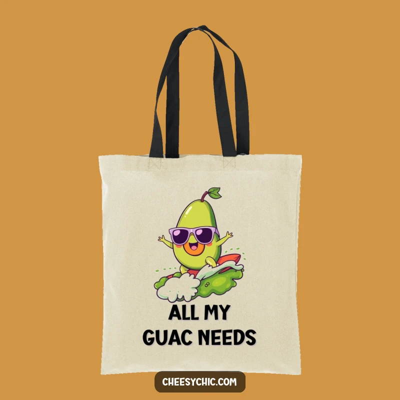 Funny Surfing Avocado Tote Bag - Cool Guac Wave Bag, Ideal Funny Gift for Groceries