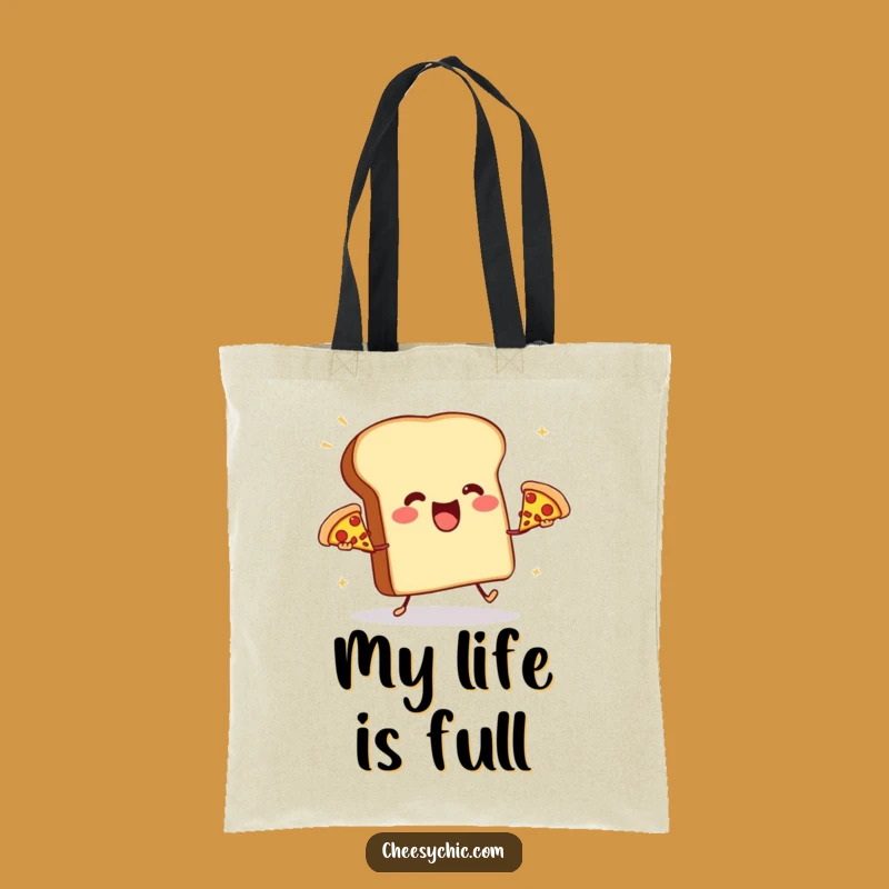 Funny Toast Juggling Pizzas Tote Bag - Quirky Foodie Cartoon Carryall