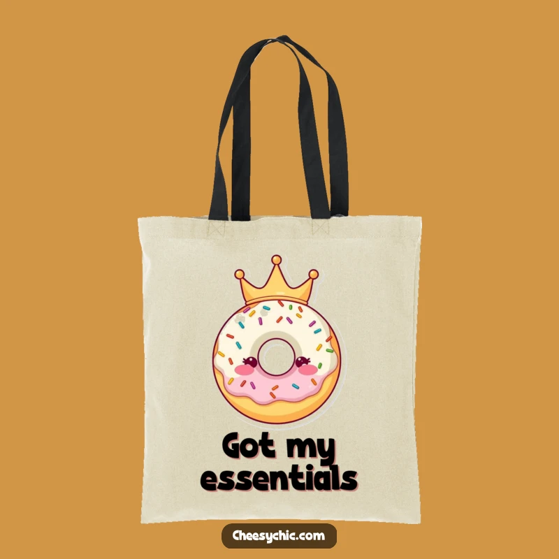 Funny Donut Crown Tote Bag: Carry Your Sweetness in Style