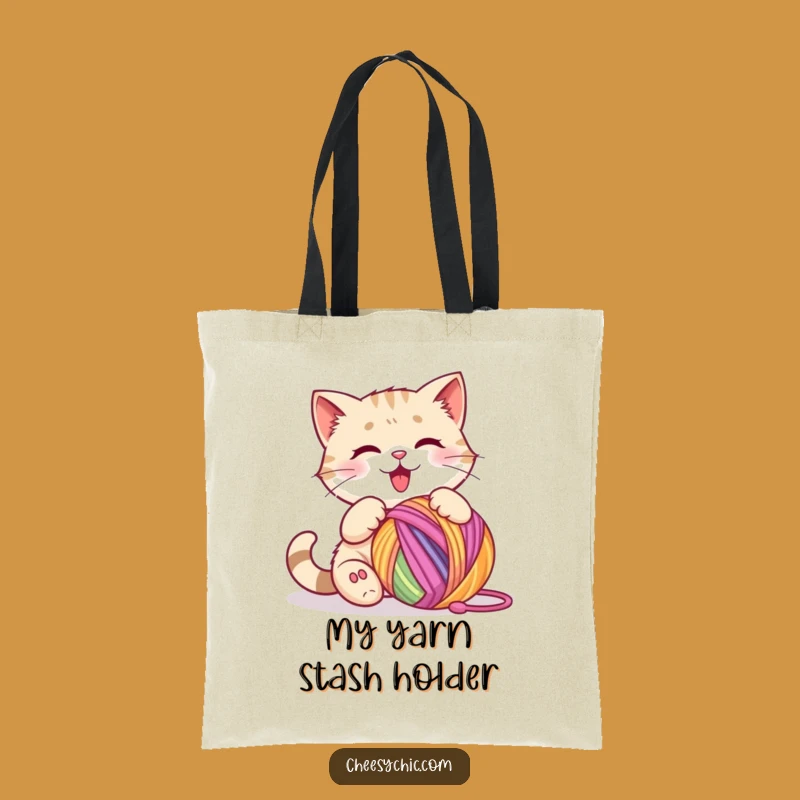 Funny Cat Yarn Ball Tote Bag - Whimsical Cat Accessory for Everyday Adventures